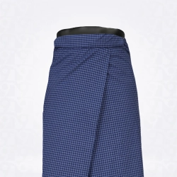 Mini Checked-Chambray Dark Gray Blue Checked Cotton Lungi